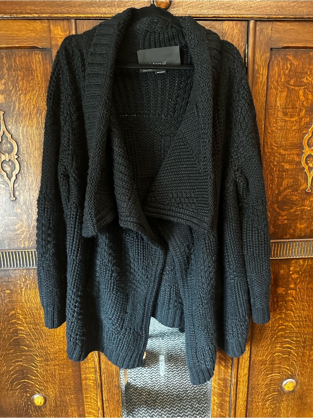 Yigal Azrouel Black Open-Front Knit Alpaca Cardigan